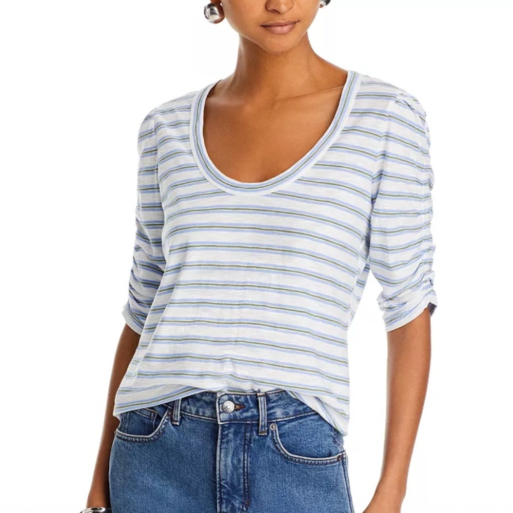 Veronica Beard Netto Striped Puff Sleeve Tee | Women’s Small | Elevated Casual